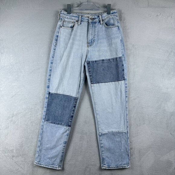 Pacsun Mom Jeans Patch Work Retro 100% Cotton High Rise Womens Blue Size W27 - Picture 1 of 10